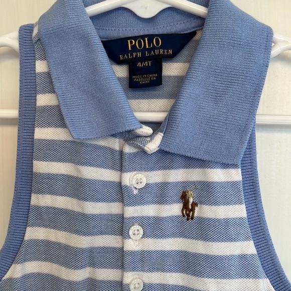 EUC - Polo Ralph Lauren Blue and White strip Summer dress 4t - Picture 2 of 4